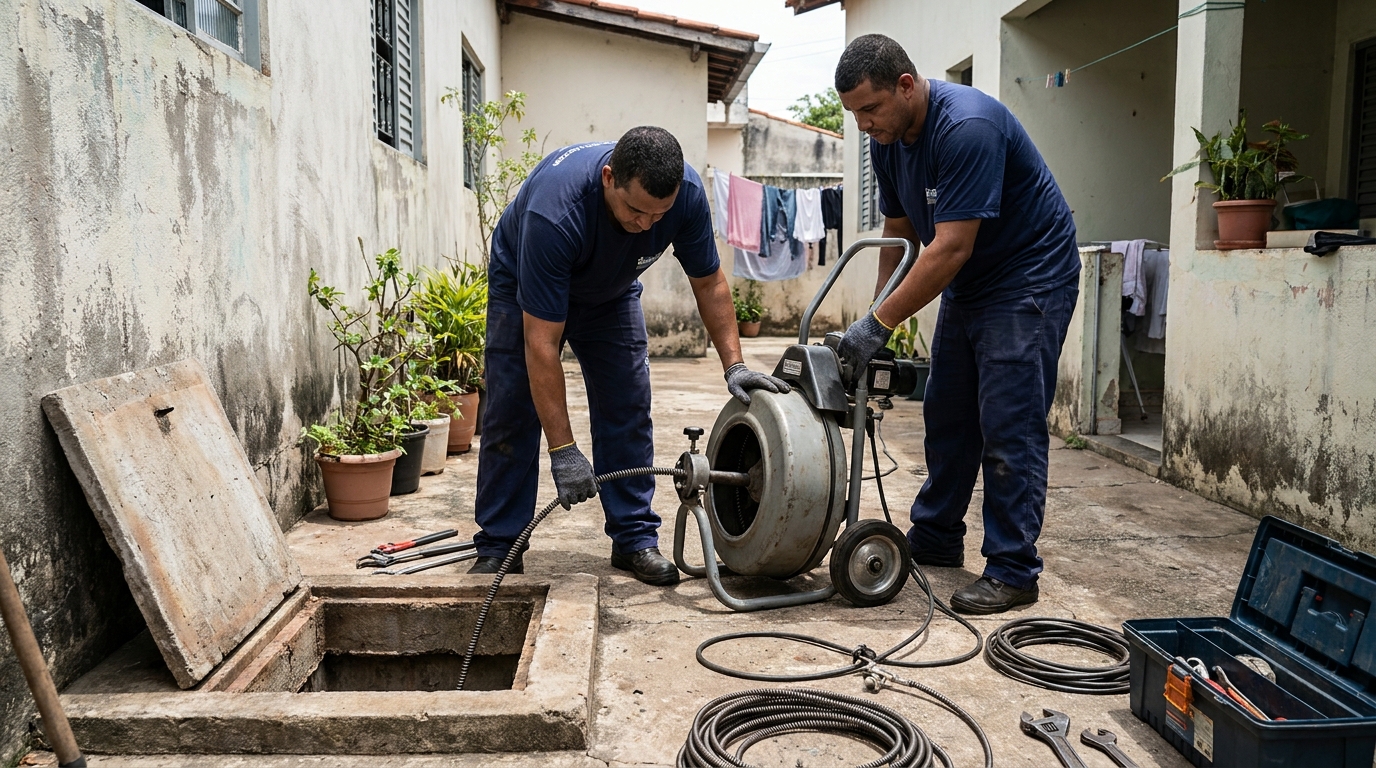 Desentupimento de Coluna Sanitária em Utinga, Santo André‑SP