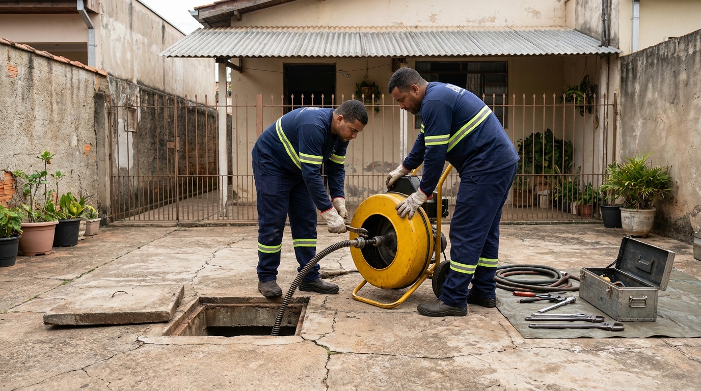 Desobstrução de Rede Coletora em Utinga, Santo André‑SP